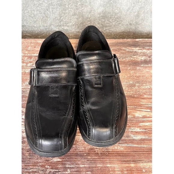 Orthofeet Mens Black Leather Slip On Shoes Size 12 M Adjustable Strap‎ Comfort main image 6
